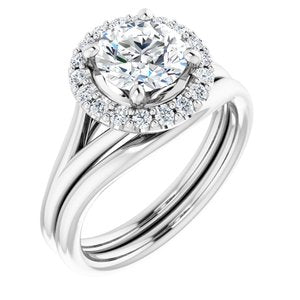 18K White 7 mm Round Engagement Ring Mounting