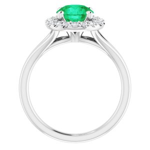18K White 7 mm Round Engagement Ring Mounting