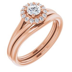 18K Rose 4.1 mm Round Engagement Ring Mounting