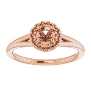 18K Rose 4.1 mm Round Engagement Ring Mounting