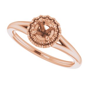 18K Rose 4.1 mm Round Engagement Ring Mounting
