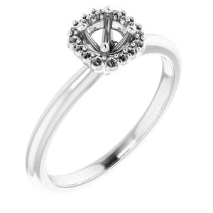 14K White 4.1 mm Round Engagement Ring Mounting