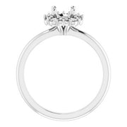 14K White 7x5 mm Oval Engagement Ring Mounting