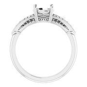 14K White 6.5 mm Round Engagement Ring Mounting