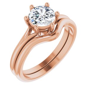 14K Rose 6.5 mm Round Rose-Cut Engagement Ring Mounting