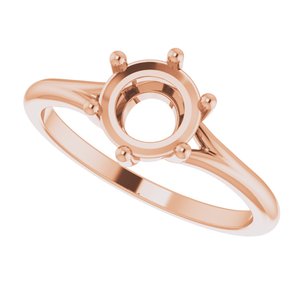 14K Rose 6.5 mm Round Rose-Cut Engagement Ring Mounting