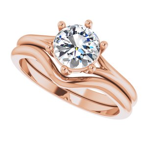 14K Rose 6.5 mm Round Rose-Cut Engagement Ring Mounting