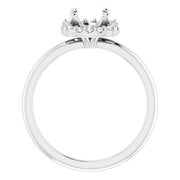 14K White 6.5 mm Round 1/6 CTW Natural Diamond Semi-Set Halo-Style Engagement Ring