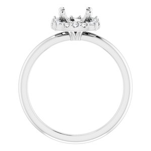 14K White 6.5 mm Round 1/6 CTW Natural Diamond Semi-Set Halo-Style Engagement Ring