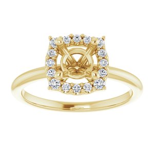 14K Yellow 6.5 mm Round 1/6 CTW Natural Diamond Semi-Set Halo-Style Engagement Ring