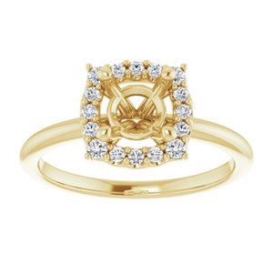 14K Yellow 6.5 mm Round 1/6 CTW Natural Diamond Semi-Set Halo-Style Engagement Ring