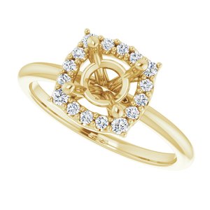 14K Yellow 6.5 mm Round 1/6 CTW Natural Diamond Semi-Set Halo-Style Engagement Ring