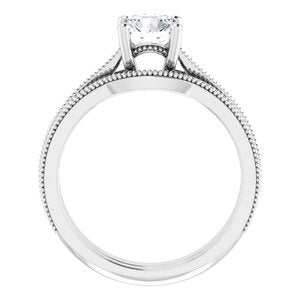 14K White 6.5 mm Round Engagement Ring Mounting