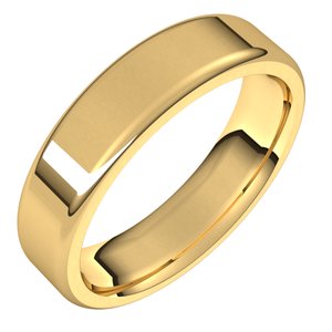 14K Yellow 5 mm Flat Comfort Fit Round Edge Band Size 10.5
