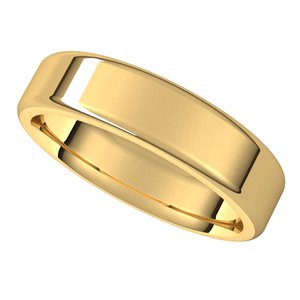 14K Yellow 5 mm Flat Comfort Fit Round Edge Band Size 10.5