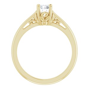 14K Yellow 5.2 mm Round Solitaire Engagement Ring Mounting