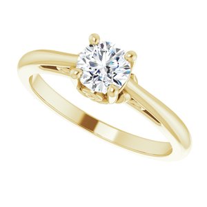 14K Yellow 5.2 mm Round Solitaire Engagement Ring Mounting