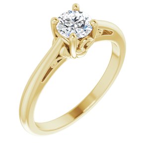 14K Yellow 5.2 mm Round Solitaire Engagement Ring Mounting