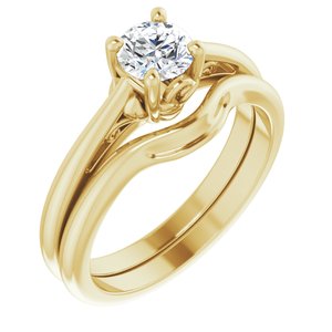 14K Yellow 5.2 mm Round Solitaire Engagement Ring Mounting