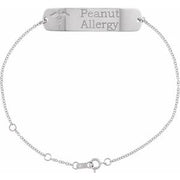 Sterling Silver Engravable Medical Identification 6 1/2-7 1/2" Bracelet
