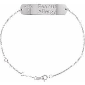 Sterling Silver Engravable Medical Identification 6 1/2-7 1/2" Bracelet