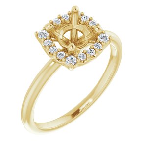 14K Yellow 6.5 mm Round 1/6 CTW Natural Diamond Semi-Set Halo-Style Engagement Ring