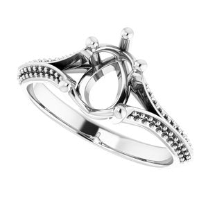 14K White 8x6 mm Pear Engagement Ring Mounting