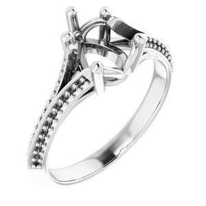 14K White 8x6 mm Pear Engagement Ring Mounting