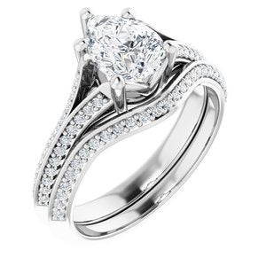 14K White 8x6 mm Pear Engagement Ring Mounting