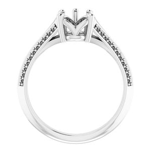14K White 8x6 mm Pear Engagement Ring Mounting