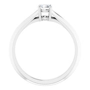 14K White 4.1 mm Round Solitaire Engagement Ring Mounting