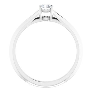 14K White 4.1 mm Round Solitaire Engagement Ring Mounting