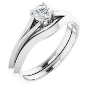 14K White 4.1 mm Round Solitaire Engagement Ring Mounting