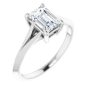 14K White 4.1 mm Round Solitaire Engagement Ring Mounting
