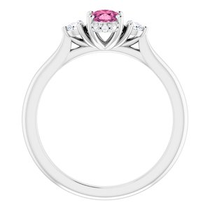 14K White 6x4 mm Oval Engagement Ring Mounting