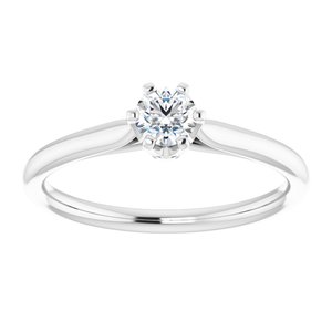 14K White 4.1 mm Round Solitaire Engagement Ring Mounting