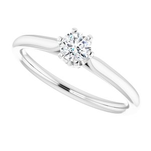 14K White 4.1 mm Round Solitaire Engagement Ring Mounting