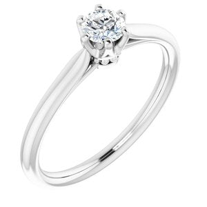 14K White 4.1 mm Round Solitaire Engagement Ring Mounting