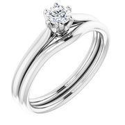 14K White 4.1 mm Round Solitaire Engagement Ring Mounting