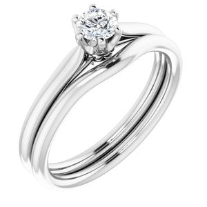 14K White 4.1 mm Round Solitaire Engagement Ring Mounting