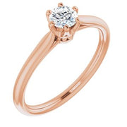 14K Rose 4.4 mm Round Solitaire Engagement Ring Mounting