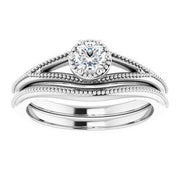 14K White 4.1 mm Round Solitaire Engagement Ring Mounting