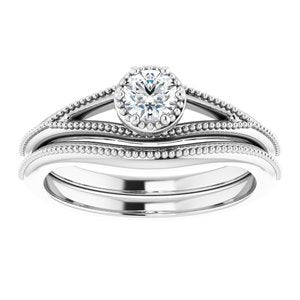 14K White 4.1 mm Round Solitaire Engagement Ring Mounting