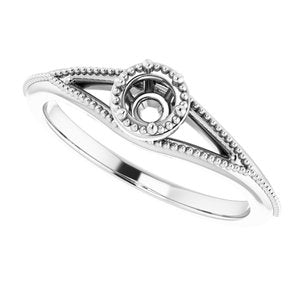 14K White 4.1 mm Round Solitaire Engagement Ring Mounting