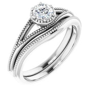 14K White 4.4 mm Round Solitaire Engagement Ring Mounting