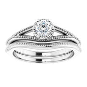 14K White 4.4 mm Round Solitaire Engagement Ring Mounting