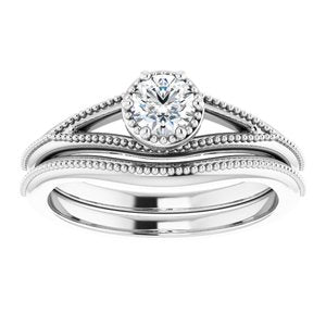 14K White 4.4 mm Round Solitaire Engagement Ring Mounting