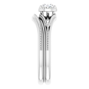 14K White 4.4 mm Round Solitaire Engagement Ring Mounting