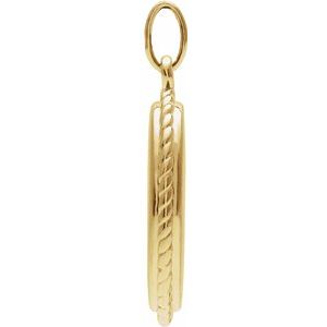 14K Yellow Engravable Oval Rope Pendant