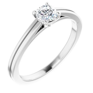 14K White 4.4 mm Round Solitaire Engagement Ring Mounting